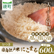 天日干し仕上げの日向江戸米（にこまる）お試し パック 計600g【分つき】国産米 ブランド米 農薬不使用 化学肥料不使用 無農薬 ごはん ご飯 おにぎり お弁当 使い切りタイプ 和食 主食 人気 おすすめ 宮崎県 綾町 送料無料_A0038-018