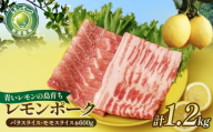 【配送エリア：北海道・沖縄・離島以外】豚肉 「青いレモンの島」育ちのレモンポーク 1.2kg バラスライス600g モモスライス600g | 焼肉 しゃぶしゃぶ バラ モモ 豚バラ もも レモンポーク 豚 豚肉 ポーク レモン 檸檬 れもん バラ肉 おかず 冷凍保存 真空 小分け 最優秀賞