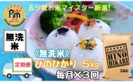 【定期便】《無洗米》ヒノヒカリ5kg×3回 B634