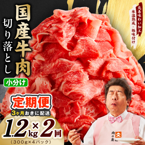 【分けて届く定期便】国産牛 切り落とし 1.2kg 小分け 300g×4P【氷温熟成×極味付け 国産 牛肉 訳あり サイズ不揃い カレー 牛丼 野菜炒め 肉じゃが 全2回】 mrzZ103 2710973 - 大阪府泉佐野市