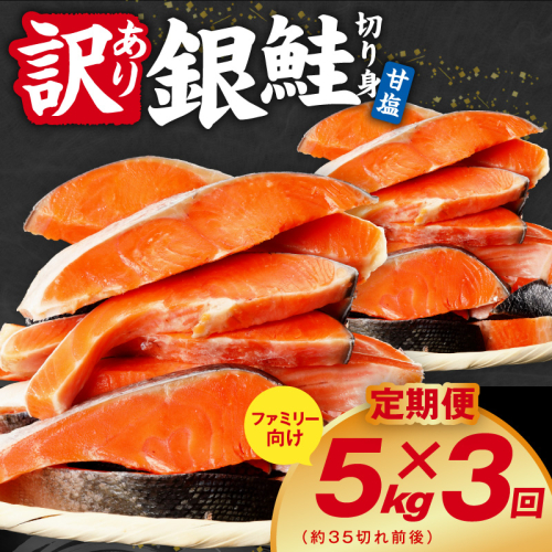 【定期便】銀鮭 切り身 5kg(約35切れ前後) 全3回【訳あり 規格外 甘塩 バラ凍結 海鮮 魚介 鮭 さけ しゃけ お弁当 朝食 おかず 簡単調理 家計応援】 kgpZ040 2711645 - 大阪府泉佐野市