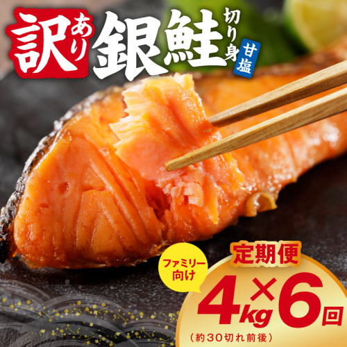 【定期便】銀鮭 切り身 4kg(約30切れ前後) 全6回【訳あり 規格外 甘塩 バラ凍結 海鮮 魚介 鮭 さけ しゃけ お弁当 朝食 おかず 簡単調理 家計応援】 kgpZ039 2711647 - 大阪府泉佐野市