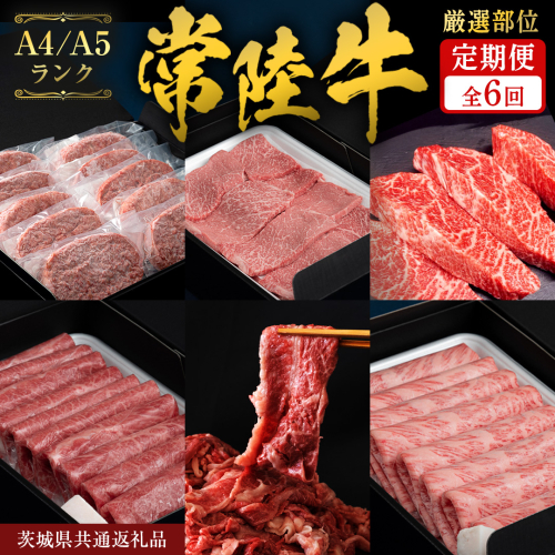 《 5月発送開始 》 定期便 全6回 常陸牛 厳選部位 食べ比べ ( 霜降りスライス 800g / 切り落とし 1kg / 赤身スライス 900g / ハンバーグ/ 赤身焼肉用 500g / イチボ 500g ) [CD139sa] 2711657 - 茨城県桜川市