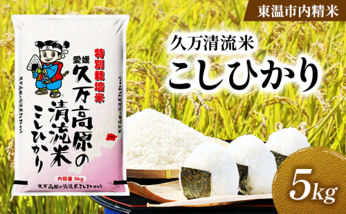 久万清流米 こしひかり 約5kg 東温市内精米 （久万高原産）数量限定 美味しい つや 高級  お米 5キロ 米 精米 白米 ブランド米 ご飯 ごはん 愛媛県 東温市 2712302 - 愛媛県東温市