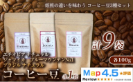 【焙煎の違いを味わう コーヒー豆3種セット】(計100g×3袋)×3セットコーヒー豆 エチオピア ジャマイカ ブラジル ナチュラル製法 コーヒー豆 コーヒー 焙煎 浅煎り 中煎り 中深煎り 飲みやすい ご褒美 来客用 お取り寄せ ギフト 敬老の日 贈答 贈り物