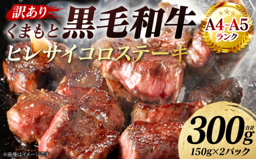 【訳あり】 【A4～A5ランク】 くまもと黒毛和牛 ヒレ サイコロ ステーキ 300g （150g×2パック） 和牛ステーキ 牛肉 お肉 黒毛和牛 冷凍 小分け 焼肉 BBQ おかず 熊本県 八代市 2713566 - 熊本県八代市