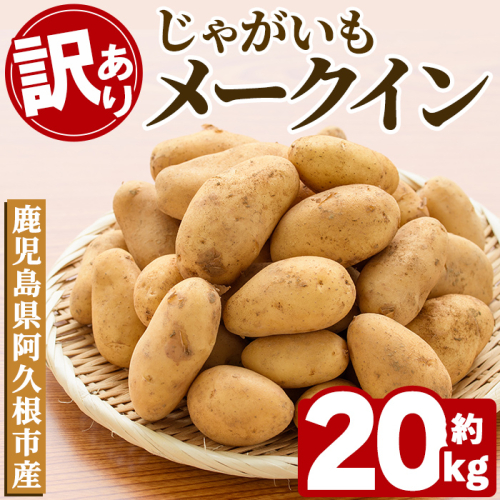 ＜先行予約受付中！2027年5月下旬以降順次発送予定＞ 訳あり！じゃがいも「メークイン」(約20kg) じゃがいも ジャガイモ 芋 国産 野菜 期間限定 数量限定 肉じゃが ポテトサラダ カレー シチュー 【古田果樹園】akn093-08 2713730 - 鹿児島県阿久根市