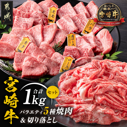 宮崎牛バラエティ焼肉&切り落とし1kgセット_18-89-011 2713807 - 宮崎県都城市