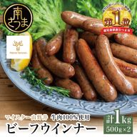 【マイスター山野井】ビーフウインナー 500g×2P 牛肉100％使用 南さつまの薫り こだわり ウィンナー ソーセージ セット おかず 惣菜 お弁当 朝食 おつまみ BBQ 焼肉 冷凍 食品 鹿児島県 南さつま市 山野井