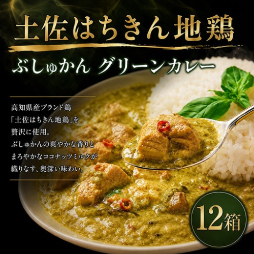 土佐はちきん地鶏 グリーンカレー 12箱 180g チキンカレー おすすめ curry かれー かれーらいす 惣菜 おかず 夕食 詰め合わせ セット レトルトカレー レトルト食品 ご当地グルメ 国産 地域限定 カレー 人気 カレー 辛口 カレーセット 高知県 室戸市 2716144 - 高知県室戸市