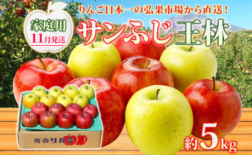 【11月発送】 家庭用 サンふじ 王林 約5kg りんご 林檎 リンゴ 果物 フルーツ くだもの 旬 青森県産 お取り寄せ 詰め合わせ セット 常温 産地直送 送料無料 青森県 西目屋村 2716165 - 青森県西目屋村