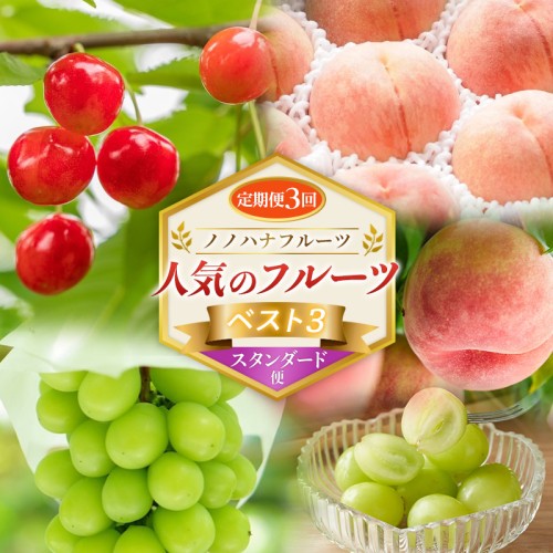 【定期便3回】ノノハナフルーツ 人気のフルーツベスト３ スタンダード便 FY26-223 2717128 - 山形県山形市
