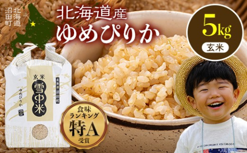 令和8年産 特Aランク米 ゆめぴりか 玄米 5kg（5kg×1袋）【11月発送】雪冷気 籾貯蔵 雪中米 北海道 nr-1626 2717315 - 北海道沼田町