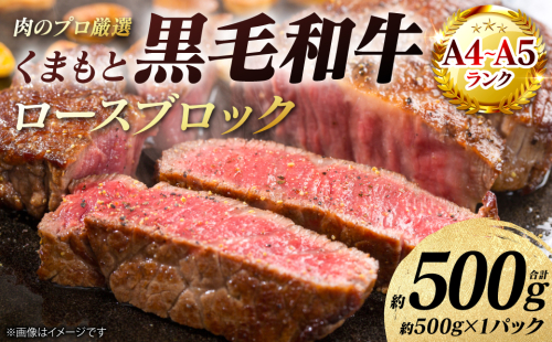 【A4～A5ランク】 くまもと黒毛和牛 ロース ブロック 約500g （約500g×1パック） 和牛 牛肉 お肉 ロース 黒毛和牛 冷凍 焼肉 BBQ おかず ギフト 熊本県 八代市 2717540 - 熊本県八代市
