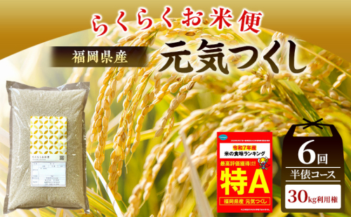 米 らくらくお米便 計30kg 元気つくし ( 5kg × 6回 ) 2717622 - 福岡県朝倉市
