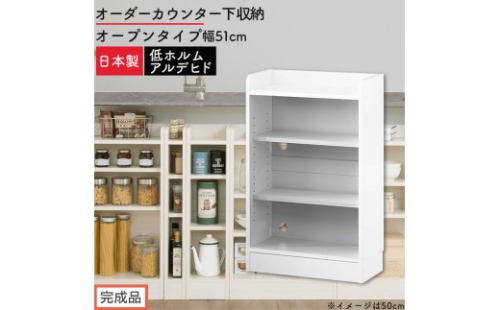 【完成品でお届け】オーダーカウンター下収納 オープンタイプ〔幅51cm〕（ホワイト）カウンター下収納 薄型 約 奥行22cm 高さ80cm チェスト オープンラック ロータイプ 収納 木製 スリム KKANRA945150-51-WH 2718758 - 和歌山県海南市