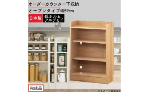 【完成品でお届け】オーダーカウンター下収納 オープンタイプ〔幅59cm〕（オーク）カウンター下収納 薄型 約 奥行22cm 高さ80cm チェスト オープンラック ロータイプ 収納 木製 スリム KKANRA945158-59-OAK 2718788 - 和歌山県海南市