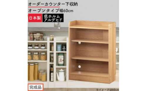 【完成品でお届け】オーダーカウンター下収納 オープンタイプ〔幅60cm〕（オーク）カウンター下収納 薄型 約 奥行22cm 高さ80cm チェスト オープンラック ロータイプ 収納 木製 スリム KKANRA945159-60-OAK 2718792 - 和歌山県海南市