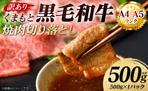 【訳あり】 【A4～A5ランク】 くまもと黒毛和牛 焼肉 切り落とし 500g （500g×1パック） 肩ロース バラ 牛肉 お肉 黒毛和牛 冷凍 焼肉 BBQ おかず 熊本県 八代市 2719528 - 熊本県八代市