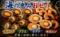 海の恵みBセット （ さざえ ・ あわび ・ 殻付きホタテ ・ 無頭えび ） 冷凍 海鮮 魚介 貝 活さざえ 活あわび ほたて 海老 詰め合わせ つぼ焼き ステーキ 酒蒸し バター焼き 北海道産 殻付きホタテ貝 バーベキュー アウトドア 下関 山口 《さわ水産：SW》
