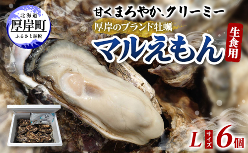 牡蠣 厚岸のブランド牡蠣 マルえもん Lサイズ 6個 生食用 魚貝類 海鮮 海のミルク 国産 生食用殻付き牡蠣 まろやか クリーミー 食べやすい品種 海の香り 牡蠣の酒蒸し 焼き牡蠣 マルえもん 2720766 - 北海道厚岸町