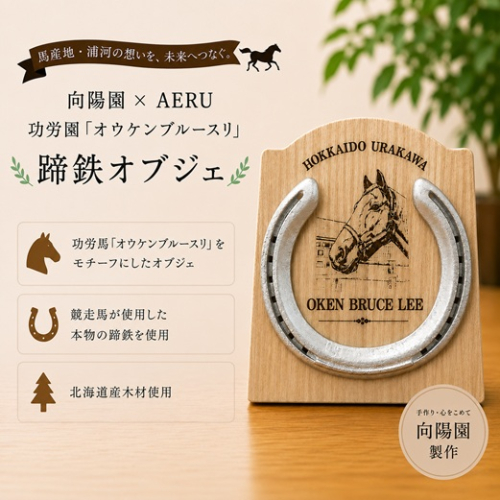 向陽園×AERU 功労馬「オウケンブルースリ」蹄鉄オブジェ[35-1639] 2721658 - 北海道浦河町