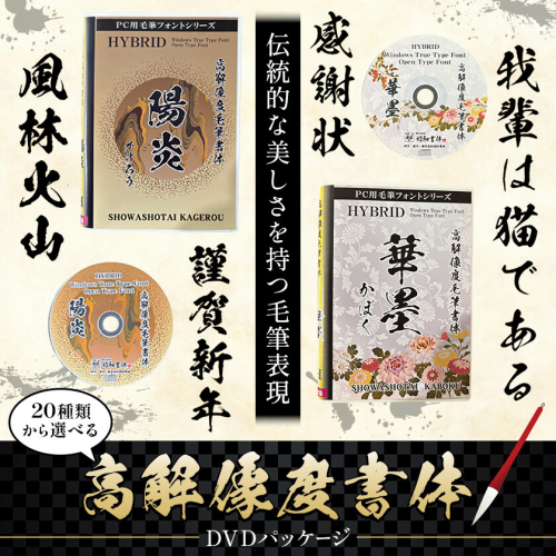 毛筆 書体 フォント DVD 高解像度書体 選べる 20種類 《30日以内に出荷予定(土日祝除く)》 株式会社昭和書体 PC 制作 デザイン デザイナー チラシ パンフレット パッケージ チラシ 年賀状 鹿児島県 さつま町 2723352 - 鹿児島県さつま町