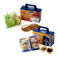 【Amazon特別価格】お菓子のセキト バスケの街せんべい 8枚入り×2箱・バスケの街手づくり最中 3個入り×2箱 計4箱【能代科学技術高校承認BOX入り】