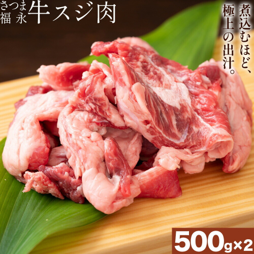 さつま福永牛 スジ肉 500g × 2パック 福永畜産《30日以内に出荷予定(土日祝除く)》 鹿児島県 さつま町 和牛 福永牛 スジ肉 煮込み カレー コラーゲン 2725412 - 鹿児島県さつま町