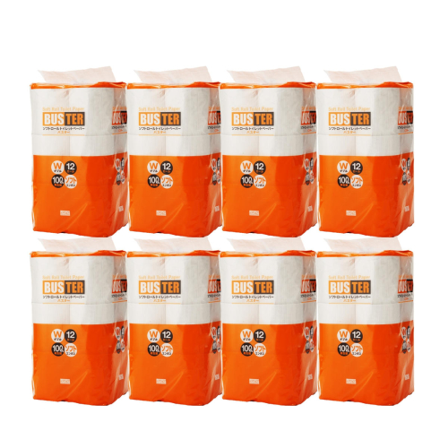 【Amazon.co.jp限定】【9ヵ月 連続 定期便】トイレットペーパー バスター 12R ダブル （25ｍ×2枚）×8パック 96個 ×9回 日用品 消耗品 114mm 柔らかい 無香料 芯 大容量 トイレット トイレ といれっとペーパー ふるさと 納税 2725559 - 秋田県能代市