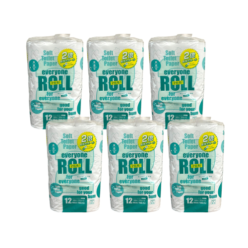 【Amazon.co.jp限定】【3ヵ月 連続 定期便】トイレットペーパー エブリワン2倍巻ロール 12ロール×6パック 計72個 ×3回 ダブル 50m 倍巻 省スペース 日用品 消耗品 防災 備蓄 無香料 香料不使用 たっぷり使える リサイクル 2725766 - 秋田県能代市