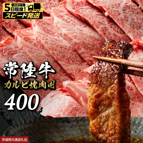 【 スピード 発送 】 常陸牛 焼肉 カルビ 400g (茨城県共通返礼品) 牛肉 牛 肉 焼き肉 焼肉用 黒毛和牛 和牛 霜降り お肉 国産 国産牛 ブランド牛 A4 A5 冷凍 バーベキュー BBQ ギフト 贈答 [BX04-NT-sp] 2725824 - 茨城県つくばみらい市