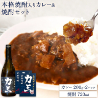 薩摩心酔力三 720ml×1本 本格焼酎入カレー力三 200g×2P 計400g 株式会社 堀之内俊雄商店《30日以内に出荷予定(土日祝除く)》鹿児島県 さつま町 お酒 ご当地カレー レトルトカレー 黒毛和牛 タケノコ 芋焼酎 焼酎 常温保存