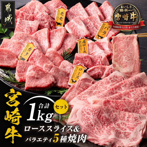 宮崎牛ローススライス&バラエティ焼肉1kgセット_AE-89-010 2729047 - 宮崎県都城市