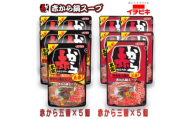 イチビキ　ストレート　赤から鍋スープ720g　「辛さ3番×5個」&「辛さ5番×5個」　鍋の素セット【1761782】