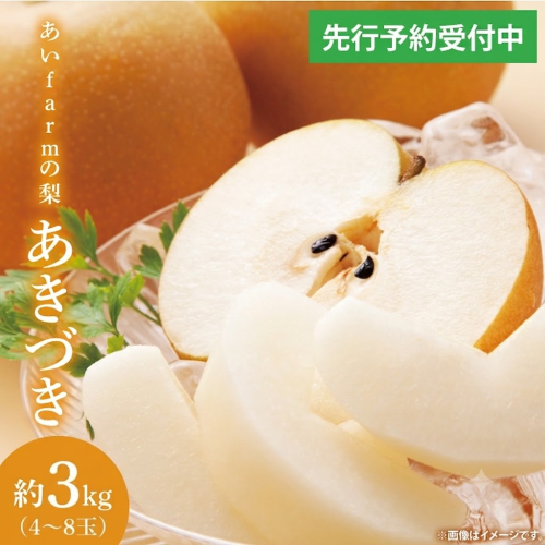 【先行予約】【数量限定】あい farm の梨 あきづき3kg (4～8玉) | 9月上旬より順次発送 梨 なし フルーツ 果物 新鮮 旬 梨園 益子町産 (DQ012) 2733735 - 栃木県益子町