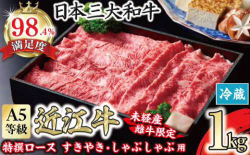 A5等級 未経産雌限定 特撰近江牛ロースすきやき しゃぶしゃぶ用 1kg【FO06W】	
 2734727 - 滋賀県近江八幡市