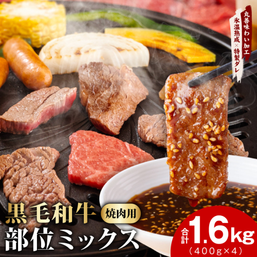【スピード発送】黒毛和牛 部位ミックス 焼肉用 1.6kg【400g×4P 氷温熟成×特製ダレ 小分け 牛肉 黒毛和牛 簡単調理 訳あり】 mrz0510 2734836 - 大阪府泉佐野市