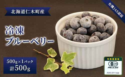 先行受付 【有機JAS認証】北海道仁木町産オーガニック冷凍ブルーベリー 500g×1パック 計500g 果物 フルーツ 冷凍フルーツ 有機栽培 樹上完熟 手摘み トッピング  [株式会社 自然農園] 2735552 - 北海道仁木町
