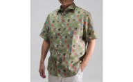 CLOFT 麻100％半袖プリントシャツ”心はいつでも夏休み”アロハ柄(C/#34 カーキ) XL カジュアル シャツ 上質  ファッション アパレル 日本製 ギフト 新宿 0139-040-S08-3