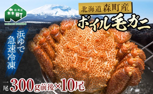 【訳あり】北海道・噴火湾産冷凍ボイル毛ガニ約300g前後×10尾 mr1-1435 2739433 - 北海道森町