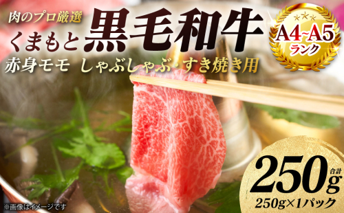 【A4～A5ランク】 くまもと黒毛和牛 赤身 モモ しゃぶしゃぶ すき焼き用　250g （250g×1パック） 和牛 牛肉 お肉 黒毛和牛 冷凍 おかず ギフト 熊本県 八代市 2740053 - 熊本県八代市