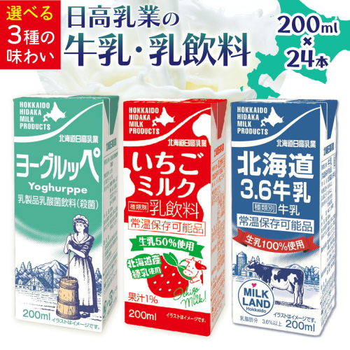 牛乳 乳飲料 日高乳業 選べる味 ヨーグルッペ いちご ロングライフ牛乳 200ml×24本《30日以内出荷予定(土日祝除く)》北海道 日高町 飲料 乳酸菌 いちご 苺 紙パック 常温 ドリンク 乳酸菌飲料 常温保存 紙パック LL牛乳 乳飲料 朝食 2740689 - 北海道日高町