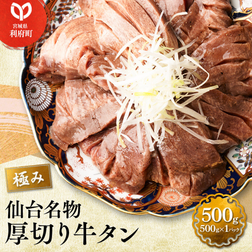 仙台名物 厚切り牛タン塩仕込み 500g×1パック) スライス 焼くだけ 簡単調理 [牛タン 焼くだけ 簡単 塩ダレ 希少 部位 タン中 タン元 仙台 肉厚 人気 おいしい 美味 焼肉 バーベキュー BBQ 宮城県 利府町 船田食品] 2741185 - 宮城県利府町