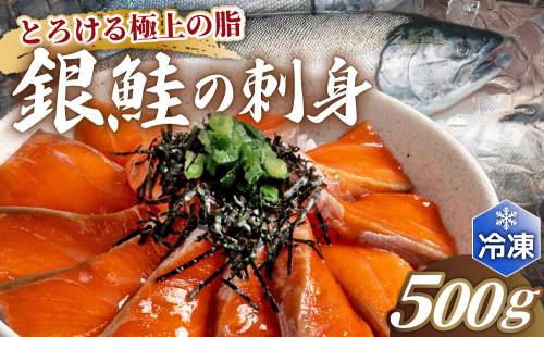 銀鮭の刺身 500g 【ru-0928】 刺身 銀鮭 シャケ サーモン 鮭 魚 魚介類 海鮮 おかず 米 簡単 便利 新鮮 北海道 登別 2742877 - 北海道登別市