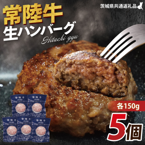 【常陸牛】生ハンバーグ 150g×5個 茨城県共通返礼品｜茨城県 大子町 牛肉 国産 ブランド牛 黒毛和牛 惣菜 おかず 贈り物 ギフト （DJ001） 2748202 - 茨城県大子町
