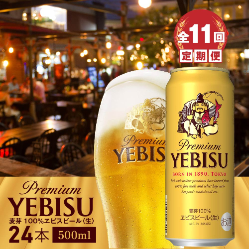 『定期便：全11回』ヱビスビール500ml×24本【300070223911】 2749065 - 北海道恵庭市
