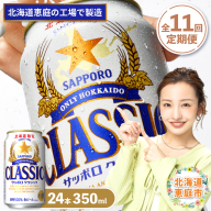 『定期便：全11回』サッポロクラシック350ml×24本【北海道限定】【300010301911】