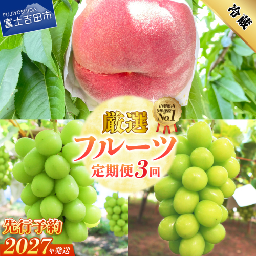 【2027年発送 先行予約】【3回定期便】厳選 旬のフルーツ定期便（桃2kg・シャインマスカット1kg以上×2回配送） 2749782 - 山梨県富士吉田市