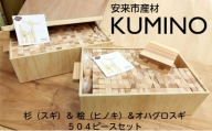 安来市産材　KUMINO　杉・桧・オハグロスギ　36箱セット（504ピース）【積み木 地場産材】